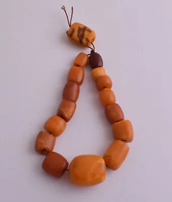 Antique Natural Butterscotch Amber Kahraman Beads Strand Necklace-Bernsteinkette • $1250