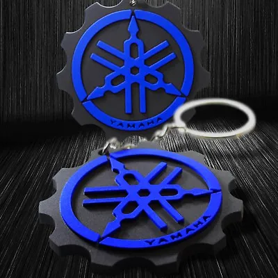 3D Soft ABS Rubber Motorcycle Keychain Key Chain Fob Ring Logo Yamaha Black/Blue • $8.98