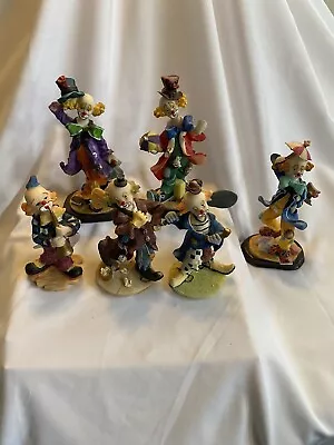 Lot Of 7 - K's Collection Clowns Multi-color Figurines 5 -6 T 'Clowning Around' • $18