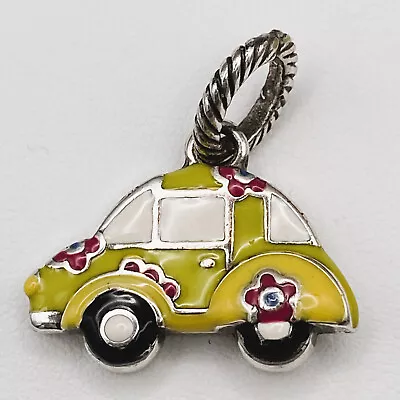 Brighton Silver Plated Enamel VW Love Bug Charm Pendant Flower Power Retired • $18