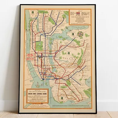 £9.95 • Buy Vintage New York Subway Map, American Subway Map Art Print, Wall Art, Home Decor