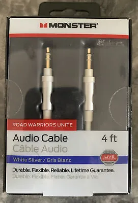Monster 4ft Audio Cable - White Silver (3.5mm To 3.5mm) • $9.45