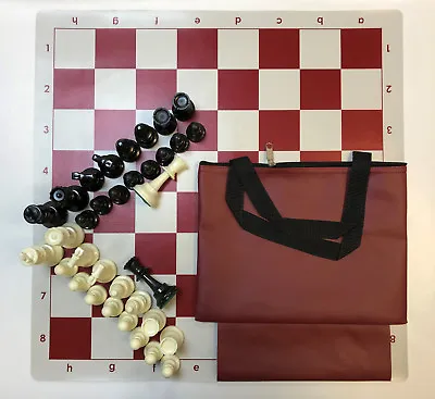 Chess Set Combo: Red Bag W/ Loop Red Board & Tournament Chess Pieces • $22.50