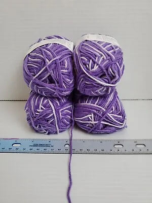 Lot Of 4 Skeins Variegated Milk Cotton DK Yarn. Purple & White 1.76oz • $14.99