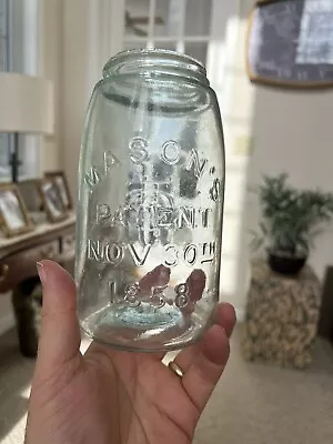 Vintage MASON’S PATENT REVERSE CFJ FRUIT JAR - Quart • $17.99