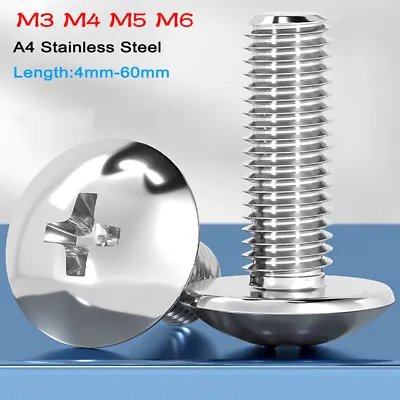 M3 M4 M5 M6 Button Head Phillips Screws Machine Bolts A4 Stainless 316 • $1.31