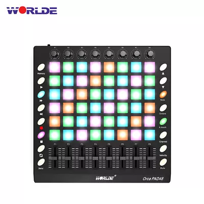 MIDI Drum Pad Controller 48  Backlit Pads 8 Knobs 16 Buttons 8 Sliders K1E5 • $95.43