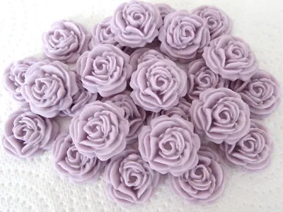 12 Lilac Roses  Flowers Edible Cake Toppers SugarcraftWeddingCupcakeBirthday • £5.25