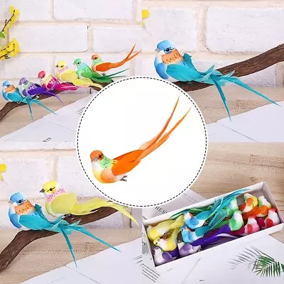 12pcs Artificial Foam Feather Birds DIY Crafts Ornament Home Garden Decor • £9.38