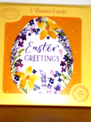 Pack Of 5  Top Quality  Charity   Easter Cards ~ Easter Greetings ~ Floral Egg • £1.55