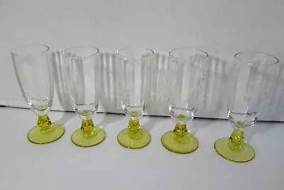 Vintage Set Of 5 Optic Footed Parfait Glasses • $36.79