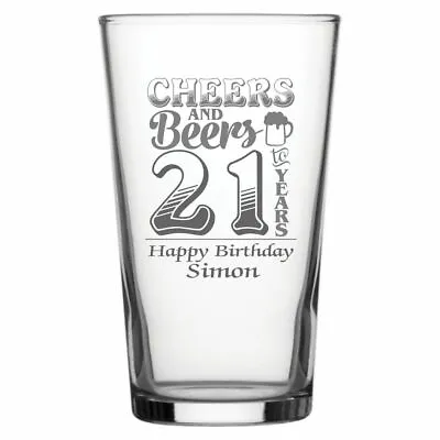 Personalised Birthday Design Conical Pint Beer Glass 18 21 30 40 50 60 70 80 90 • £10.99