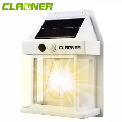 CLAONER Solar Wall Light Outdoor Motion Sensor Fixture Lantern LED Security Lamp • $11.04