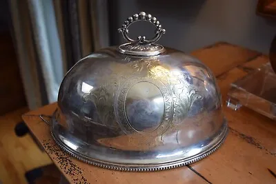 Antique L. 19th Century Sheffield Silver Plate Dome Joseph Rodgers & Sons Beaded • $256.97