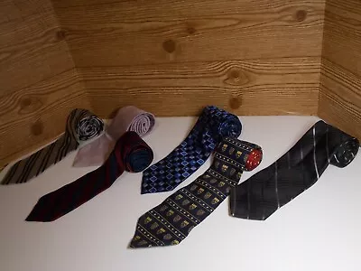  Men's Tie Lot Of 6 Tommy Hilfiger Brooks Brothers Van Heusen Paul Dione • $13.99