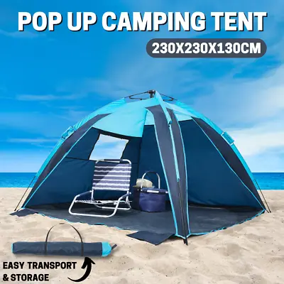 $99.95 • Buy 4 Person Pop Up Camping Tent Outdoor Beach Instant Shade Family Shelter Portable