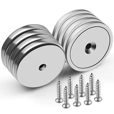 Pack Of 8 Magnet Cup100 LBS Pull Force Rare Earth Magnets With Countersunk Hole • $15.31
