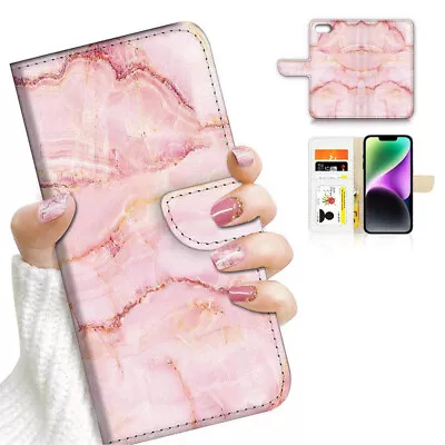 ( For IPhone 7 Plus ) Wallet Flip Case Cover AJ26069 Pink Marble • $13.99