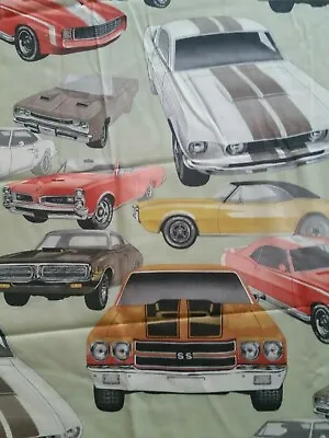 Pure Muscle Alexander Henry 2004 Muscle Car Green 100% Cotton Fabric BTHY • $15