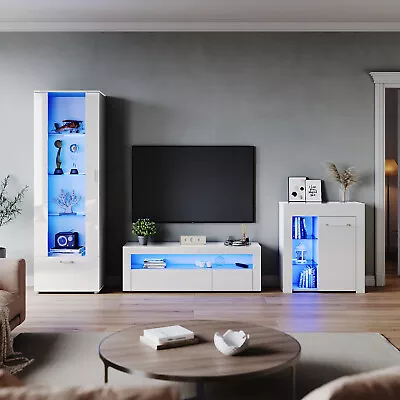 £104.99 • Buy 120cm High Gloss RGB LED TV Stand Unit Display Cabinet Living Room Furniture Set