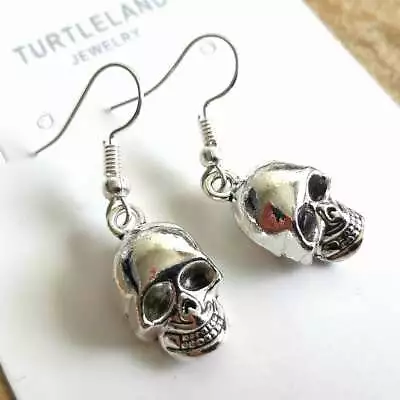 925 Sterling Silver New Fashion Jewelry Charms Skull Drop Dangle Hook Earrings • $13.74