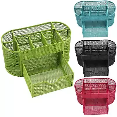 Pen Metal Office Mesh Bin Desk Organizer Set Stationary Tidy Letter HolderTrays • £8.89