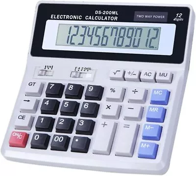 Desk Calculator Large Display Dual Power 12 Digit Desktop Big Button Mechanical • $12.80