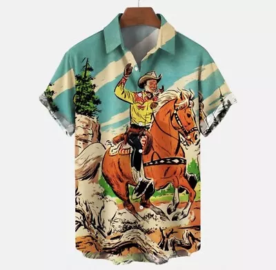 Shirt Size Xl Men Hawian Shirt Button Down Horse Shirt Double Sided New • $17.99