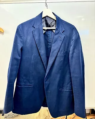Ralph Lauren Blue Cotton Blazer Size 42R Lightly Used • £50