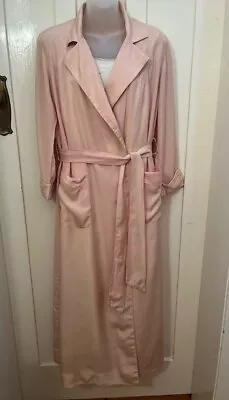 Vintage 'Dynasty' Brand Pure Salmon Pink Silk Long Sleeve Dressing Gown Size 12 • $50