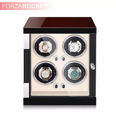 Automatic Watch Winder Storage Box For 4 Watches Watch Display Red Ebony Paint • $230