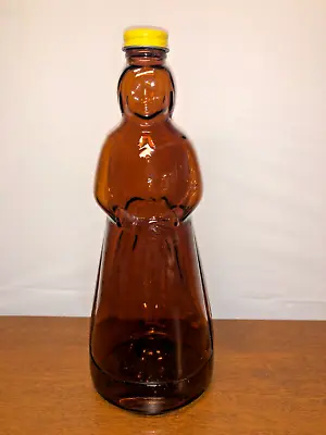 1968 Vintage 10  Mrs Buttersworth's Amber Brown Glass Syrup Bottle Metal Cap Lid • $19.99