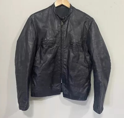 Vintage AMF Harley Davidson Genuine Leather Jacket Size 44 Black Large • $39.98