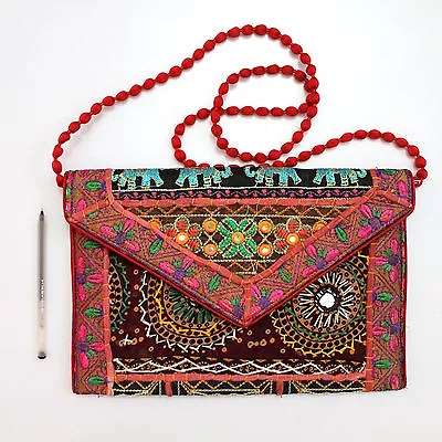 Vintage Tribal Banjara Indian Handmade Ethnic Women Purse Tibetan Clutch Bag M • $17.99