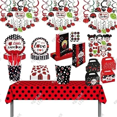 Ladybug Ladybird Polka Dot Birthday Party Tableware Decorations Balloons Banner • £5.49