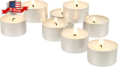 100 Pack Unscented 8 Hour Extended Burn Time Tea Light Candles White 100 Count • $31.97