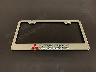 1x MITSUBISHI 3D Emblem STAINLESS STEEL License Plate Frame RUST FREE + ScrewCap • $21