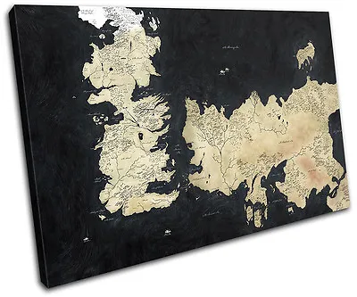 Map Game Of Thrones Movie Greats SINGLE CANVAS WALL ART Picture Print • £19.99