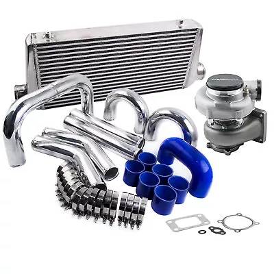 Universal GT35 GT3582 T3 Turbo Turbocharger .63 + 3  Intercooler + Piping Kit • $689.99