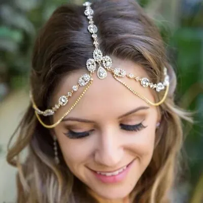 Gold Silver Chain Rhinestone Hair Arabian Head Piece Jewellery • £5.99