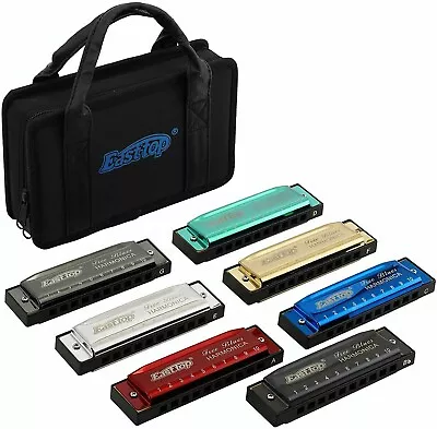 EASTTOP Diatonic Harmonica Set Of 7 10Holes Blues Harp Mouth Organ Harmonica Set • $72