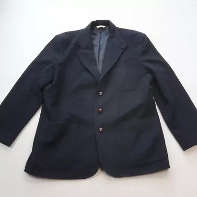 Gap Mens Wool Blend Sport Coat Large Elbow Patches 3 Button Blazer Jacket Blue • $29.99