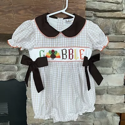 Smocked Thanksgiving Bubble Suit For Girls • $15