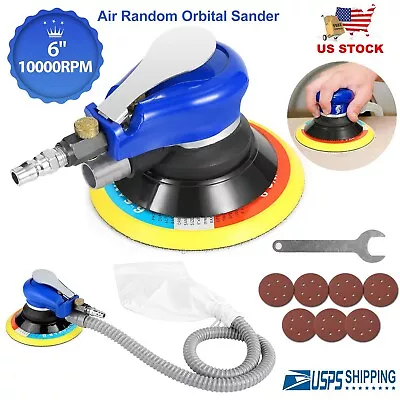 6  Air Random Orbital Palm Sander Auto Body Orbit DA Sanding W/ 7 Disc Sandpaper • $40.16