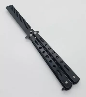 Butterfly Balisong Trainer Training COMB Knife Tool Metal Practice Black • $10.47