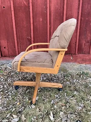 Vintage Douglas Furniture Rolling Swivel Wood Dining Kitchen Armchair • $250