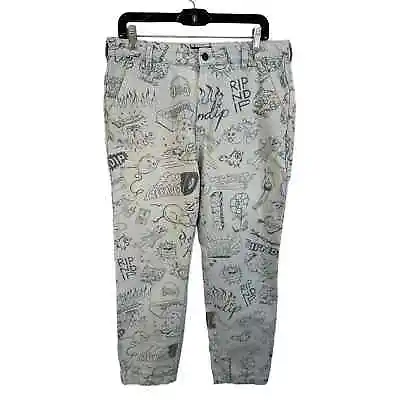 Ripndip Sharpie Denim Jeans All Over Print Light Wash Size 34x30 Streetwear • $44.95