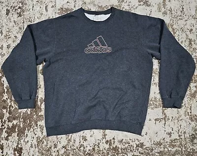 Adidas Pullover Crewneck Sweatshirt Gray/orange Embroidered Vintage 90s • $30