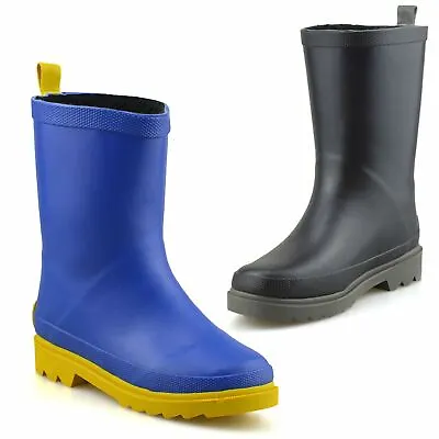 Boys Girls Waterproof Wellies Kids Winter Rain Snow Wellingtons Boots Shoes Size • £7.98