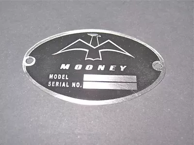 Classic Mooney Aircraft DEA Required  Aircraft Identification Data Plate   • $28